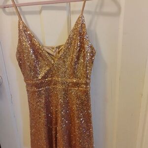 Lulu's Shimmering Gold Sequin Dress